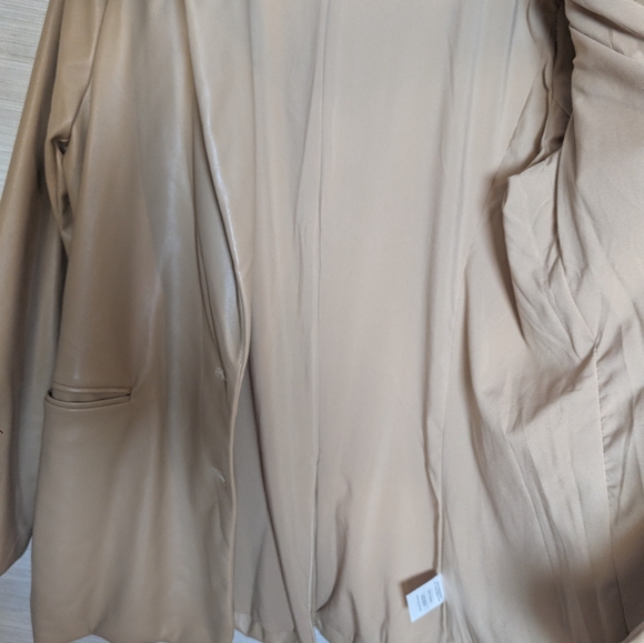 Joie Tan Faux Leather Blazer XL - Picture 6 of 10
